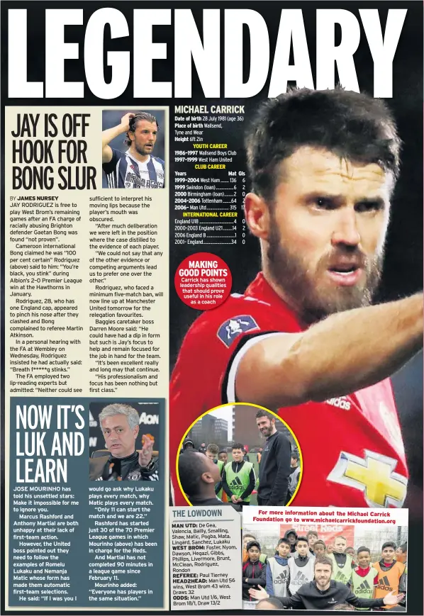  ??  ?? MAKING GOOD POINTS Carrick has shown leadership qualities that should prove useful in his role as a coach