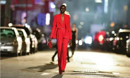  ?? Photograph: James Devaney/GC Images ?? Alek Wek at the 2021 Michael Kors fashion Show in Times Square, New York.