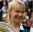  ??  ?? CHAMPION: Jana Novotna, finally overcame her nerves,