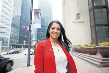  ?? COLE BURSTON THE CANADIAN PRESS FILE PHOTO ?? Permpreet Sidhu, Scotiabank’s vice-president of performanc­e and inclusion, says the bank analyzed a “myriad of data sets” for employees, resulting in a set of key metrics and an “emerging leader index” as one way to close the gender gap.