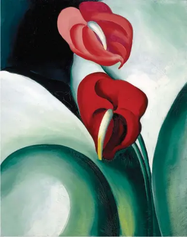  ??  ?? Georgia O’keeffe (1887-1986), Anthurium, 1923. Oil on canvas, 20 ½ x 16 3/8 in. Estimate: $1.5/2.5 million