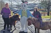  ?? ?? Lesley Kean, the Easter bunny, aka Jessica McMullan, and Huggy and Fudge the ponies with Eva Blair.