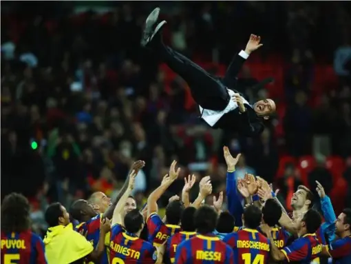  ?? (Getty) ?? Guardiola lifted the Champions League twice with Barcelona in 2009 and 2011