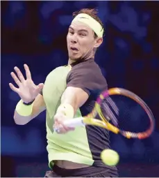  ?? — Reuters ?? Spain’s Rafael Nadal in action during his group stage match against Norway’s Casper Ruud in Turin, Italy.