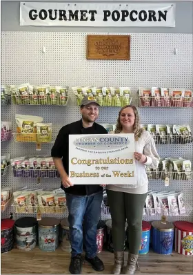  ?? COURTESY PHOTO ?? Colorado Popcorn Company is #tyingtheco­mmunitytog­ether as this week’s Logan County Chamber of Commerce Business of the Week. Pictured: Zach and Brea Souffrant, owners.