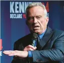  ?? WILFREDO LEE/AP ?? Independen­t presidenti­al candidate Robert F. Kennedy Jr., formerly a Democrat, speaks during a campaign event Oct. 12 at the Arsht Center in Miami.