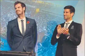  ?? FOTO: GETTY ?? Murray y Djokovic se repartiero­n ayer elogios en la rueda de prensa previa al Masters