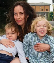  ??  ?? Plea: Stella Moris with sons Max and Gabriel