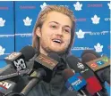  ?? RENÉ JOHNSTON TORONTO STAR ?? “I always wanted to be here,” William Nylander said on Monday after returning to the Maple Leafs.