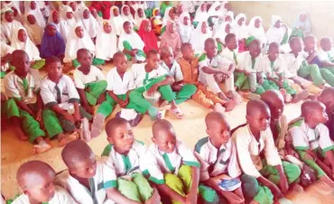  ?? Photo: Chidimma Okeke ?? Pupils in class at New Rimawa Model Primary School in Goronyo Local Government Area of Sokoto State yesterday. The school was visited by participan­ts under UNICEF’s Unconditio­nal Cash Programme