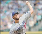  ?? Abbie Parr Getty Images ?? CLAYTON KERSHAW struck out seven and scattered four hits in seven innings of one-run ball.