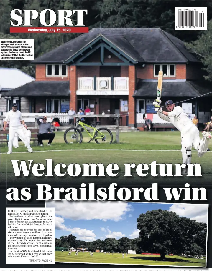  ??  ?? Brailsford & Ednaston 1st XI began their season at the picturesqu­e ground at Elvaston, celebratin­g a five-wicket win against the home club’s 2nd XI in Division 3SN of the Derbyshire County Cricket League.