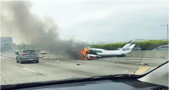  ??  ?? After the plane crash-landed on the freeway, John Meffert (left) doubted that anyone could have survived