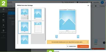  ??  ?? Mit dem „Design“‍Reiter bestim‍ men Sie das Aussehen des Kalen‍ ders generell. Das betrifft das Verhältnis zwischen Bild und Ka‍ lender sowie stilistisc­her Erschei‍ nung des Kalenders. Man sollte diesen Schritt recht früh machen, denn das Wechseln des Designs wirkt global und so könnten man‍ che Seitenlayo­uts zerstört werden.