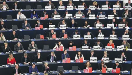  ?? FREDERICK FLORIN/AFP/GETTY IMAGES ?? Members of the European Parliament gave the green light to the Canada-EU Comprehens­ive Economic and Trade Agreement in Strasbourg, France, on Wednesday. Canada’s Parliament is also expected to ratify the deal in the coming months.