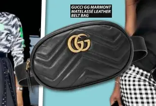  ??  ?? GUCCI GG MARMONT MATELASSÉ LEATHER BELT BAG