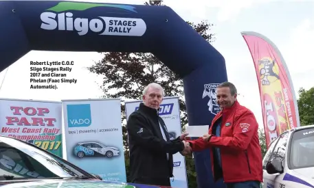  ??  ?? Robert Lyttle C.O.C Sligo Stages Rally 2017 and Ciaran Phelan (Faac Simply Automatic).