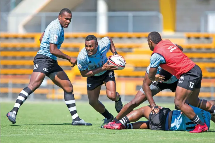  ?? Photo: Kitione Rokomanu/Zoom Fiji ?? Fiji Airways Fijian 7s playmaker Amenoni Nasilasila with ball during training in Sydney on January 24,2018.