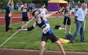  ??  ?? Cian Flanagan of United Striders, the Under-16 javelin winner.