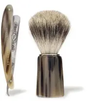  ??  ?? BRUNELLO CUCINELLI Shaving Set with Horn Details € 630