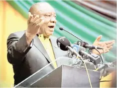  ??  ?? PRESIDENT Cyril Ramaphosa speaks at the Galeshewe Mayibuye Multipurpo­se Centre in Kimberley during the January 8 celebratio­n week. | African News Agency (ANA) archives