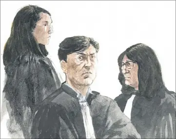  ?? (Croquis d’audience Rémy Kerfridin) ?? Face à l’avocat général Caroline Collet, Mes Cyril Malgras et Marie-Pierre Rougé ont plaidé pour les deux accusés.