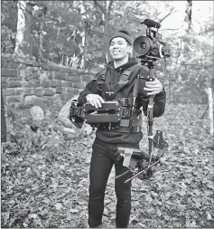  ??  ?? Jonathan lugs his steadicam during a shoot in New Jersey.