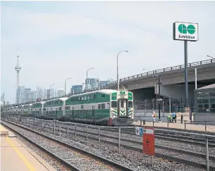  ?? CHRIS SO TORONTO STAR FILE PHOTO ?? Metrolinx is proposing to sell the naming rights to five GO train stations along the busy Lakeshore East and Lakeshore West lines: Whitby, Pickering, Exhibition, Clarkson and Oakville.