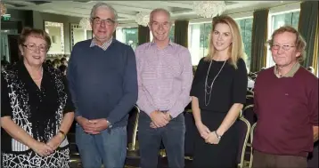  ??  ?? Rachel Doyle, founder of the Arboretum Garden Centre; life coach David Hasslacher; John Roche, retired Chief Supterinte­ndent; Jurgita Dulkyte, manager of Applegreen; and Mick Kehoe, vegetable grower, at the Achieving Success 2 Seminar in the Riverside Park Hotel.