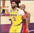  ?? KEVIN REECE/Special to VP ?? SIZE MATTERS — Lakers’ forward Anthony Davis posts up against a Houston defender during a game on Thursday at the Staples Center.
