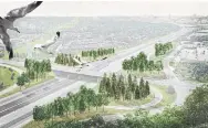  ?? HOHTRIBUTE.CA ?? An artist’s rendering of trees planted along Hwy. 401 as part of the living tribute to Canada’s fallen war heroes.