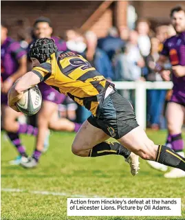  ?? ?? Action from Hinckley’s defeat at the hands of Leicester Lions. Picture by Oli Adams.