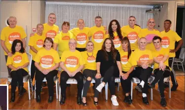  ?? All photos by Fergus Dennehy. ?? MAIN: Contestant­s from the Enable Ireland Lip Sing Battle pictured before heading on stage on Saturday night. LEFT: Andrea O’Callaghan and Amy Foley at the Lip Sing Battle in aid of Enable Ireland on Saturday night.