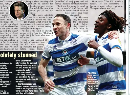  ??  ?? PRIZED: QPR stars such as Eberechi Eze, right, and Marc Pugh will be at risk of injury