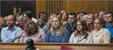  ?? PHOTOS BY JOEL BISSELL — KALAMAZOO GAZETTE VIA AP ?? Victim family members react as Dalton pleads guilty to six counts of murder and several other charges.