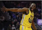  ?? NHAT V. MEYER — BAY AREA NEWS GROUP ?? The Golden State Warriors’ Draymond Green reacts to a call during a game against the Toronto Raptors in San Francisco on Sunday.