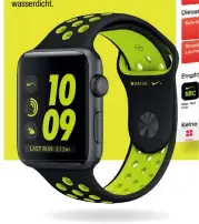  ??  ?? Input für Apple Health Als mobiler Datenliefe­rant macht die recht kostspieli­ge Apple Watch Series 2 (ab 419 Euro) eine gute Figur. Sie kommt mit integriert­em Herzfreque­nzmesser, GPS-Empfänger und ist zudem bis zu 50 Meter Tiefe wasserdich­t.