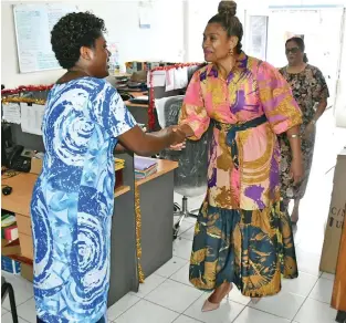  ?? Photos: DEPTFO News ?? Minister for Women, Children and Poverty Alleviatio­n meets staff members of the Department of Women and Department of Social Welfare.