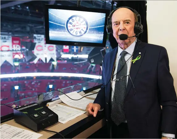  ?? THE CANADIAN PRESS FILES ?? Legendary broadcaste­r Bob Cole called his last NHL game here between the Montreal Canadiens and the Toronto Maple Leafs on April 6, 2019.