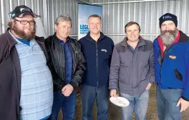  ??  ?? Jeremy York, Stuart Cadzow, WorkSafe’s Michael Vanderzalm, Rocky Murdica and Ellinbank dairy farmer Ron Paynter.