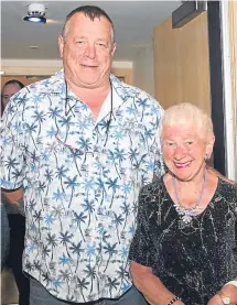  ??  ?? Jessie Loftus with Bill Adam of the Harbour Nights guest house in Arbroath, where she first stayed 33 years ago. She has enjoyed 65 stays in the Angus seaside town.