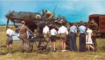  ?? ?? Above End of the road. This Junkers 87 of 3./StG3 was shot down after attacking RAF Tangmere on 16 August 1940. The wireless operator was killed, the pilot dying in hospital.