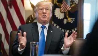  ?? DOUG MILLS, NEW YORK TIMES ?? President Donald Trump talks to reporters during a cabinet meeting at the White House.