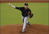  ?? ROSS D. FRANKLIN — THE ASSOCIATED PRESS ?? Giants starter Logan Webb pitched five innings of onehit ball against the Indians on Tuesday, continuing a strong spring training performanc­e.