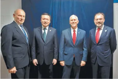  ?? ESPECIAL ?? John Kelly, Miguel Ángel Osorio, Mike Pence y Luis Videgaray.