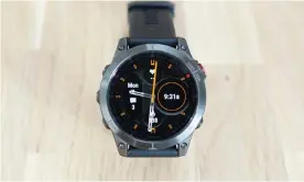  ?? Samuel Gibbs/The Guardian ?? A high-resolution, bright and crisp screen makes the watch faces of the Epix stand out compared to other Garmin devices. Photograph: