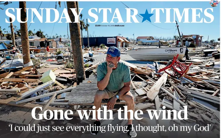  ?? AP ?? Restaurant cook Hector Morales escaped through a window as his mobile home started floating, and rode out the storm in a moored boat after helping a couple to safety. ‘‘I lost everything . . . but I made it,’’ he said.