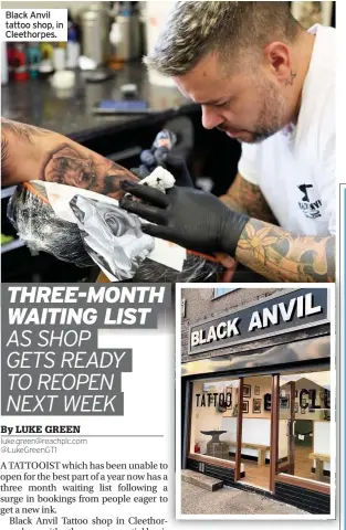  ??  ?? Black Anvil tattoo shop, in Cleethorpe­s.