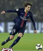  ??  ?? Adrien Rabiot 20 anni, centrocamp­ista del Psg, seguito dal Milan (Afp)