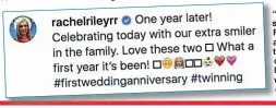  ??  ?? TV star’s Instagram post celebratin­g anniversar­y